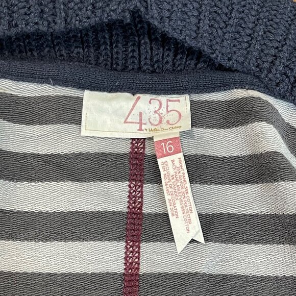 Matilda Jane 435 Sweater Weather Cardigan Girls Size 16 Blue Gray Striped Knit - Picture 6 of 10